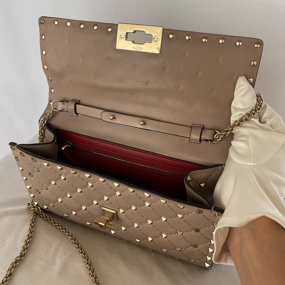 VALENTINO ROCKSTUD SPIKE NAPPA LEATHER CROSSBODY CLUTCH BAG - Picture 12 of 15